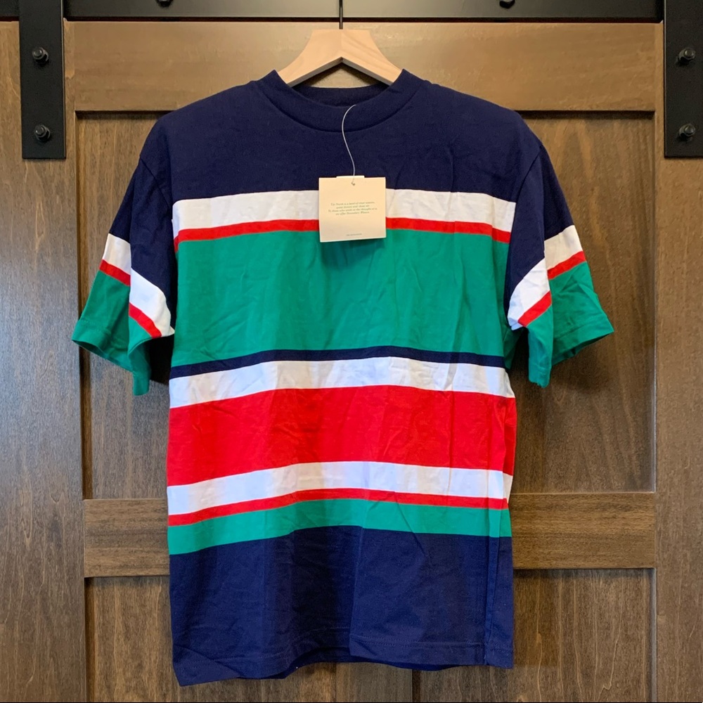 Vintage Boundary Waters striped tshirt Size Small 100% Cotton 1987 Dayton Hudson